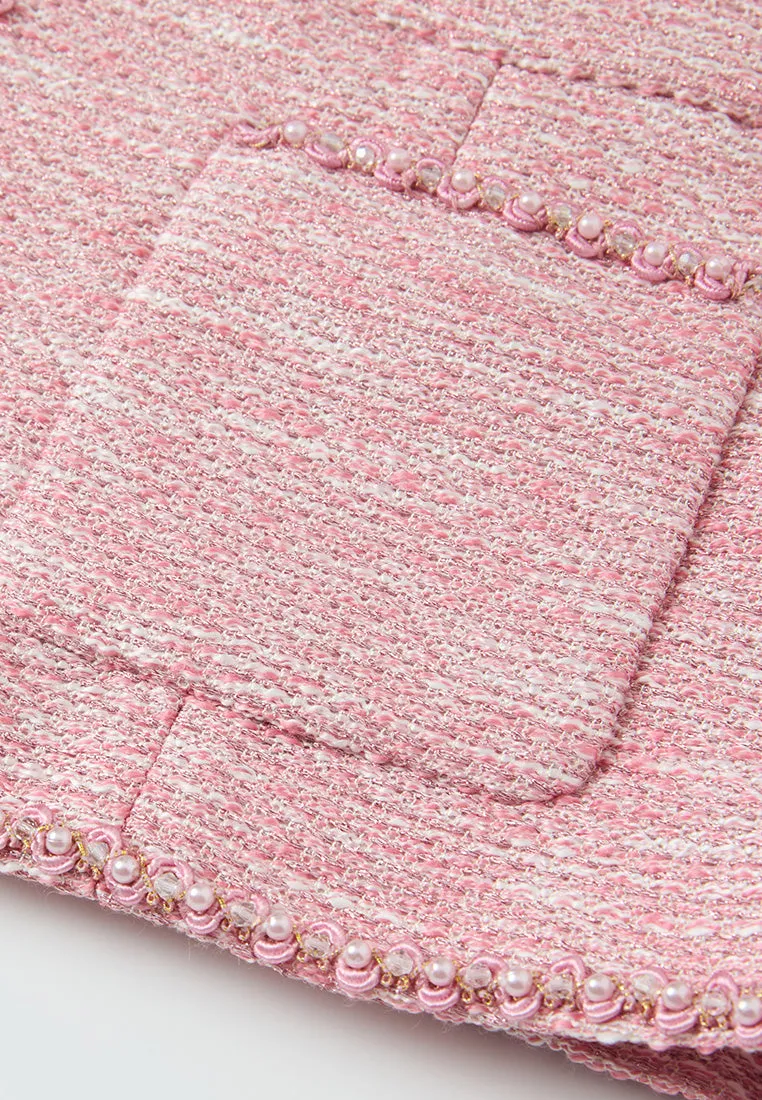 Pink Patch-pocket Embellished Waistcoat