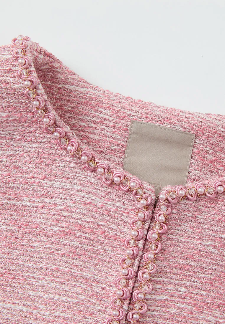Pink Patch-pocket Embellished Waistcoat