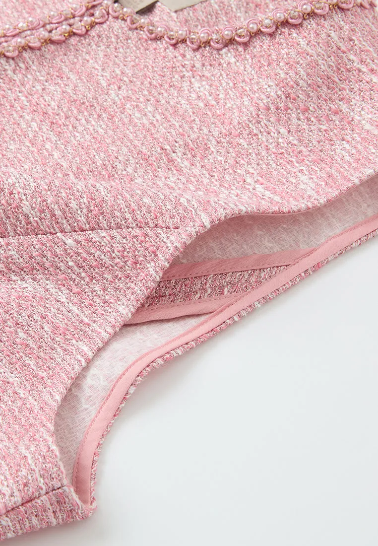 Pink Patch-pocket Embellished Waistcoat