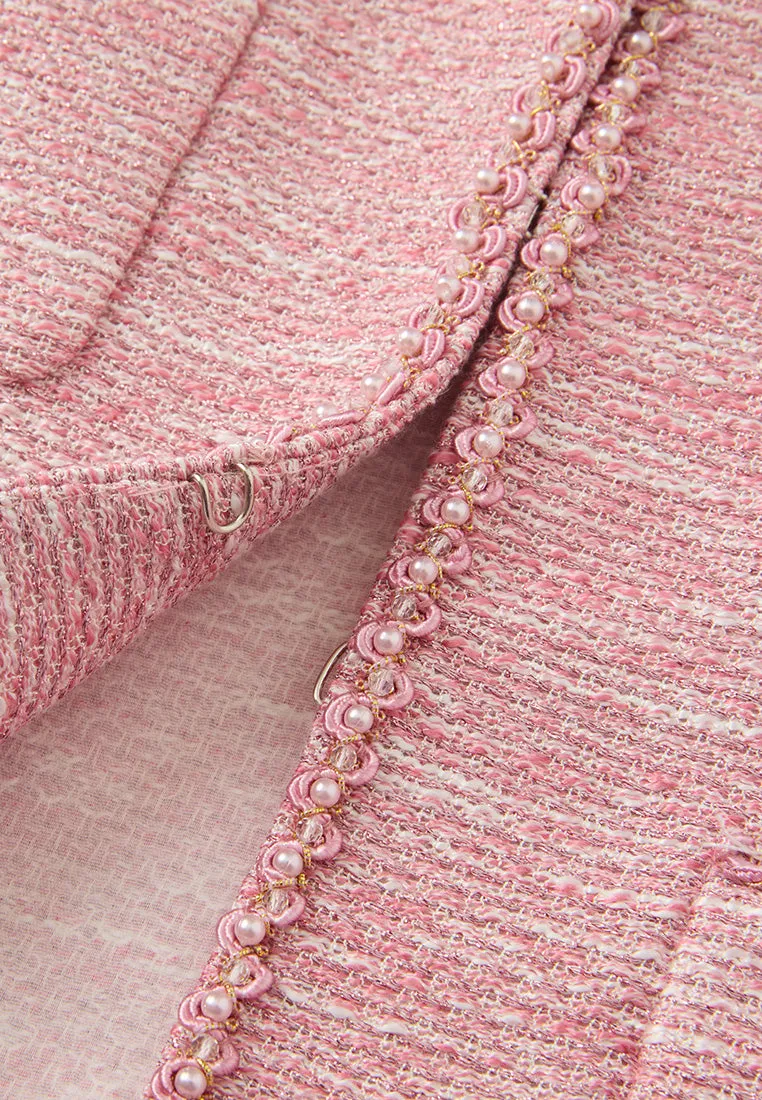 Pink Patch-pocket Embellished Waistcoat
