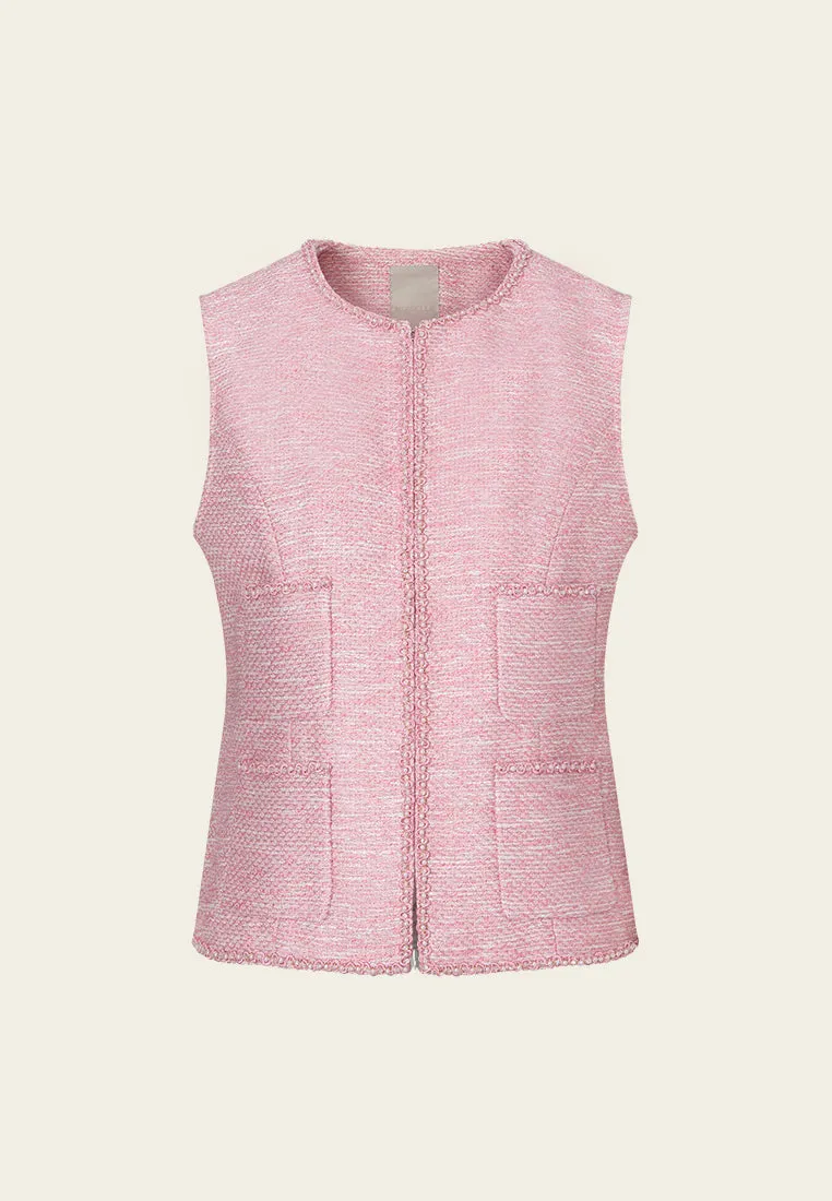 Pink Patch-pocket Embellished Waistcoat