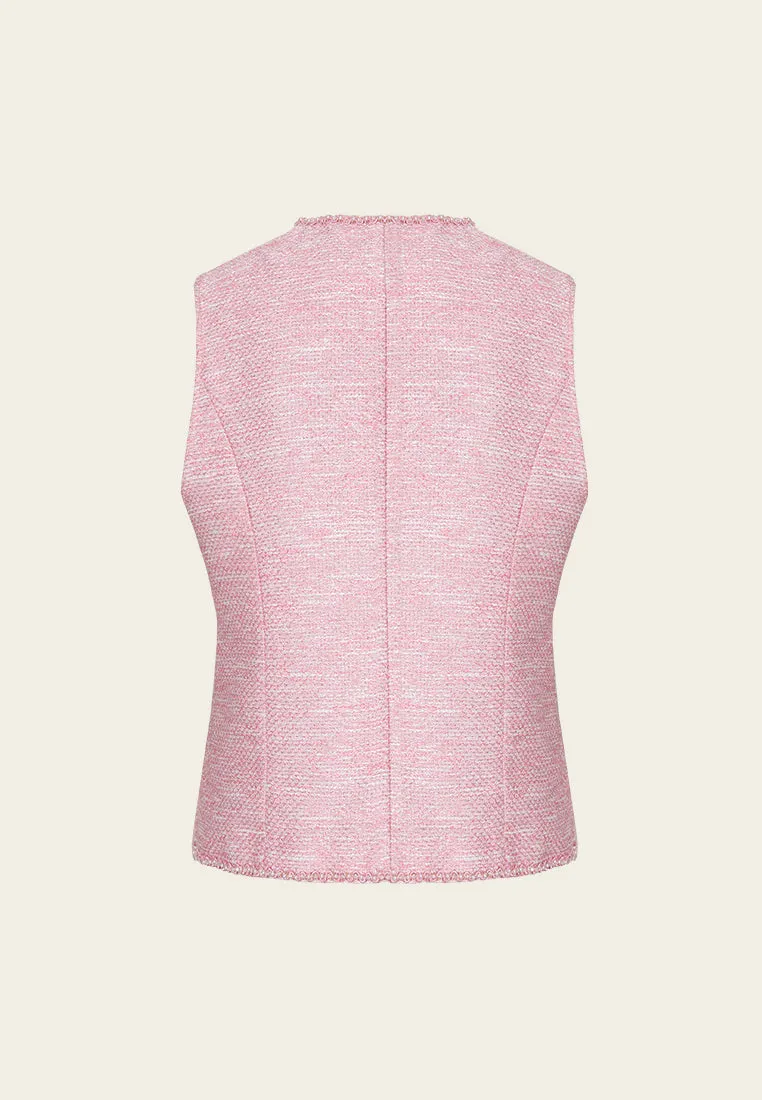 Pink Patch-pocket Embellished Waistcoat
