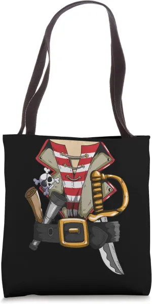 Pirate Costume Belt Peg Leg Saber Skull Eye Patch Fan Tote Bag