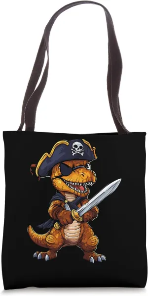 Pirate Dinosaur t-rex Funny Tyrannosaurus Halloween Costume Tote Bag