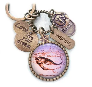 Pisces Backpack-Purse Clip, Key Chain or Necklace, Love, Live Your Dream, Inspirational Zodiac, Astrology and Birth Sign Gift