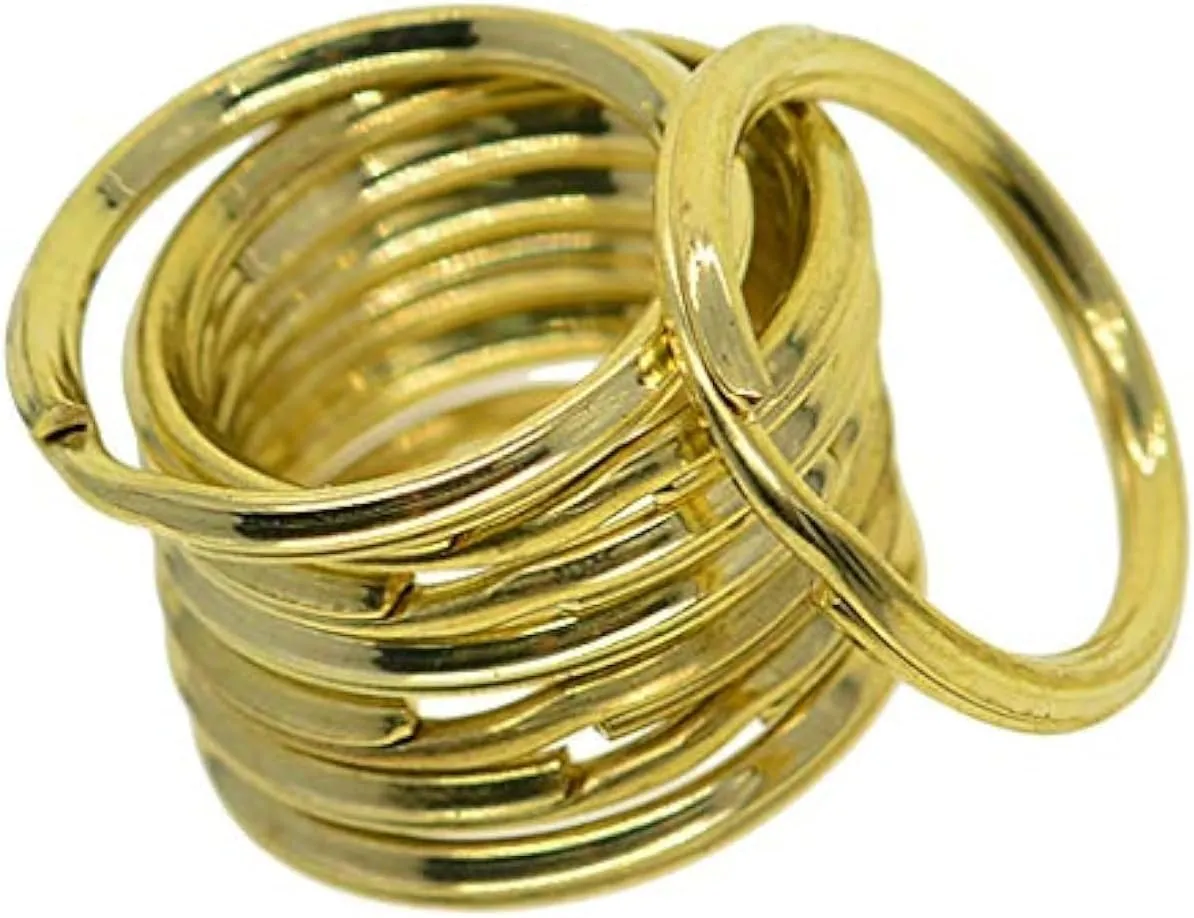 pistro 20Pcs Brass O Rings Round Edged Keyring Round Carabiner Snap Clip Trigger Spring Keyring Buckle Charms Clasps 20mm