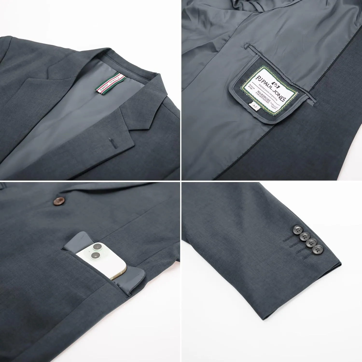 PJ PAUL JONES Men's Lightweight Sport Coat Casual One Button Blazer Breathable Sportcoat
