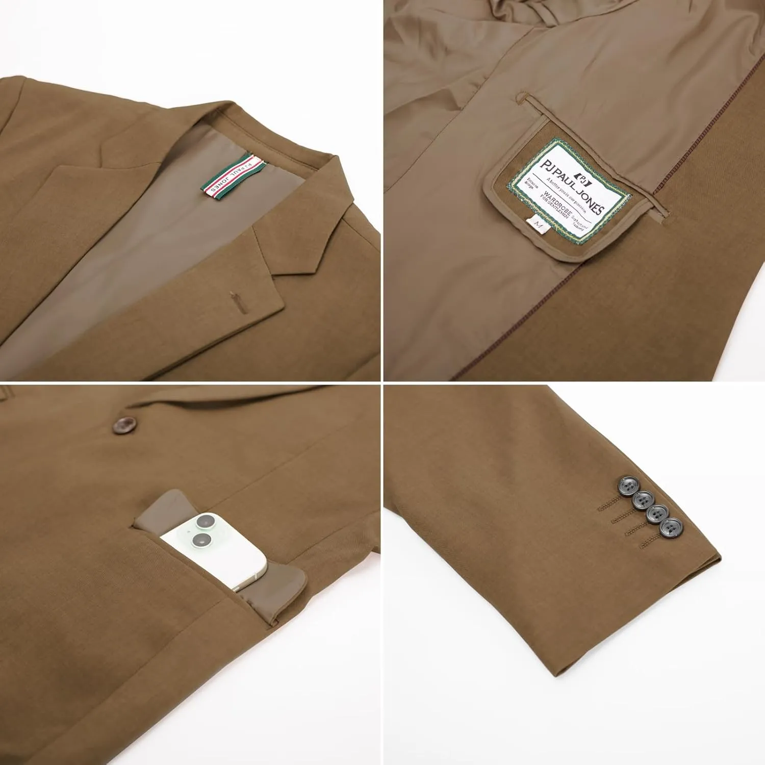 PJ PAUL JONES Men's Lightweight Sport Coat Casual One Button Blazer Breathable Sportcoat