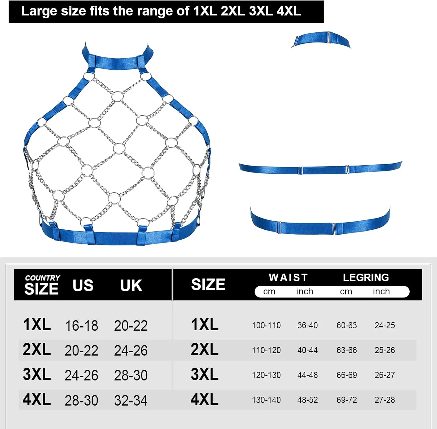 Plus size Large size Bra Body chain gothic harness for women Plump Lingerie cage Punk Festival Rave belt Halloween