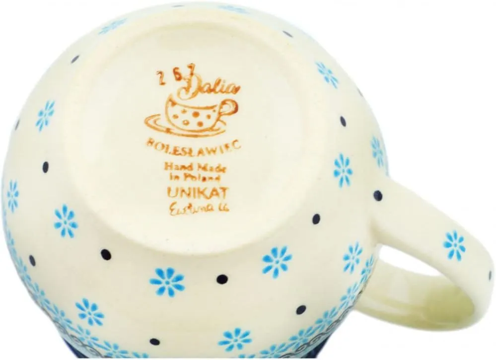 Polish Pottery 11 oz Bubble Mug (Baby Blues Theme) Signature UNIKAT   Certificate of Authenticity