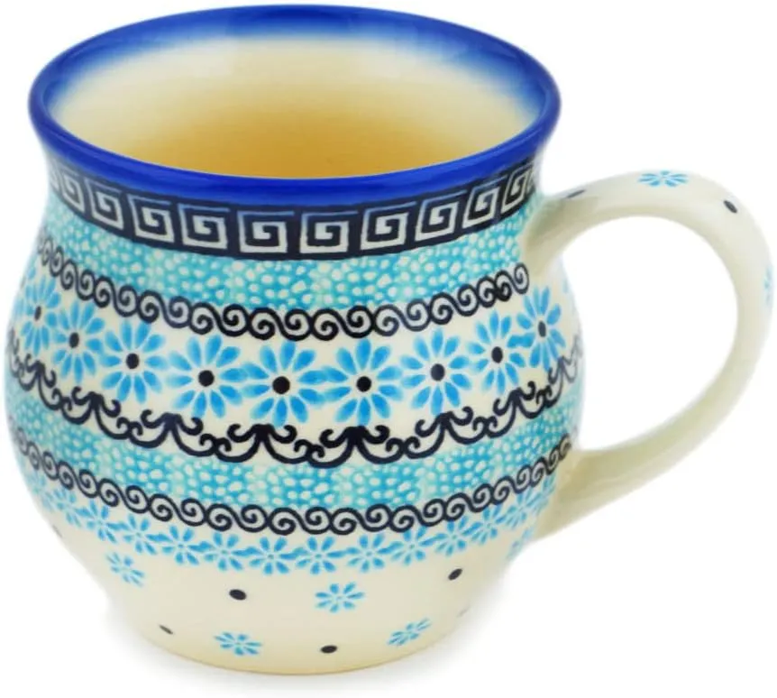 Polish Pottery 11 oz Bubble Mug (Baby Blues Theme) Signature UNIKAT   Certificate of Authenticity