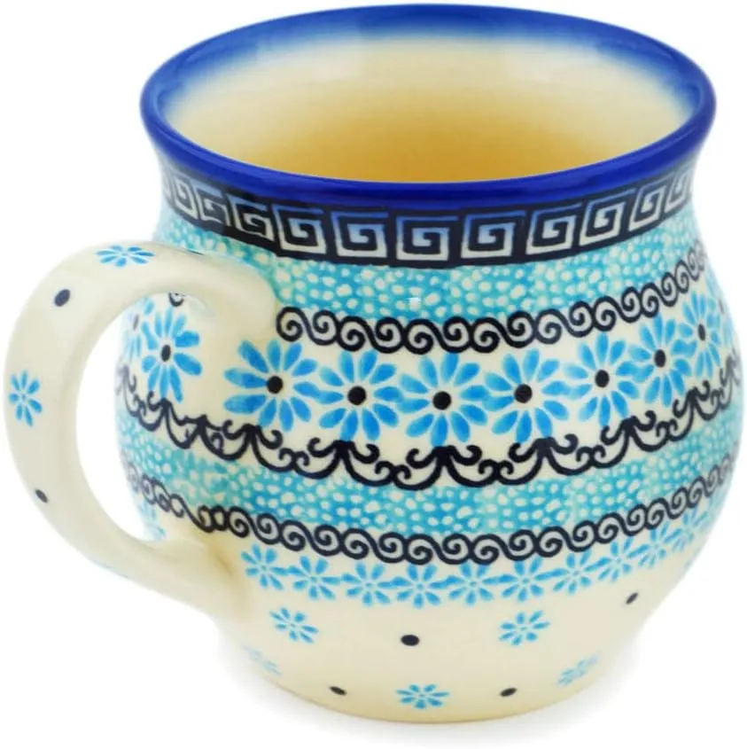 Polish Pottery 11 oz Bubble Mug (Baby Blues Theme) Signature UNIKAT   Certificate of Authenticity