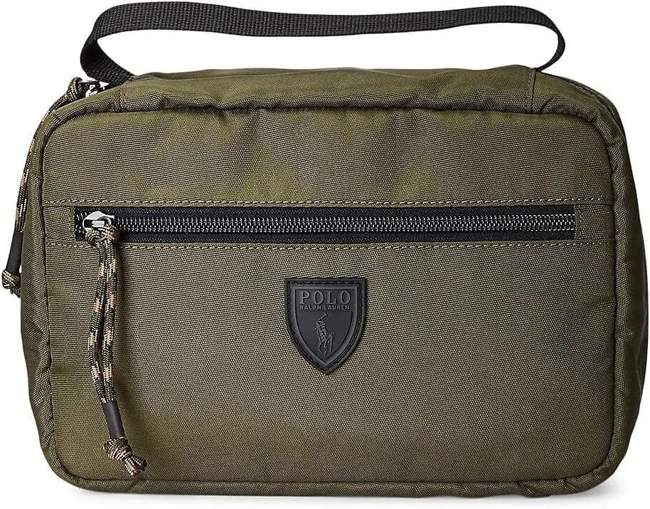 Polo Ralph Lauren Canvas Hanging Travel Case - Shaving Kit Bag in Olive Green