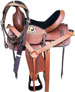 Pony & Adult Classic Leather Comfort Western Barrel Racing Trail Equestrian Horse Saddle Seat Size 10"-18" Inch