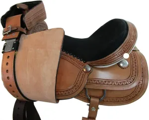 Pony and Adult Western Leather Horse Saddle Comfy Horse Seat Ranch Roping Racing Saddle Tree Trail Comfort Barrel Tack Size 10 to 18 Inch Seat