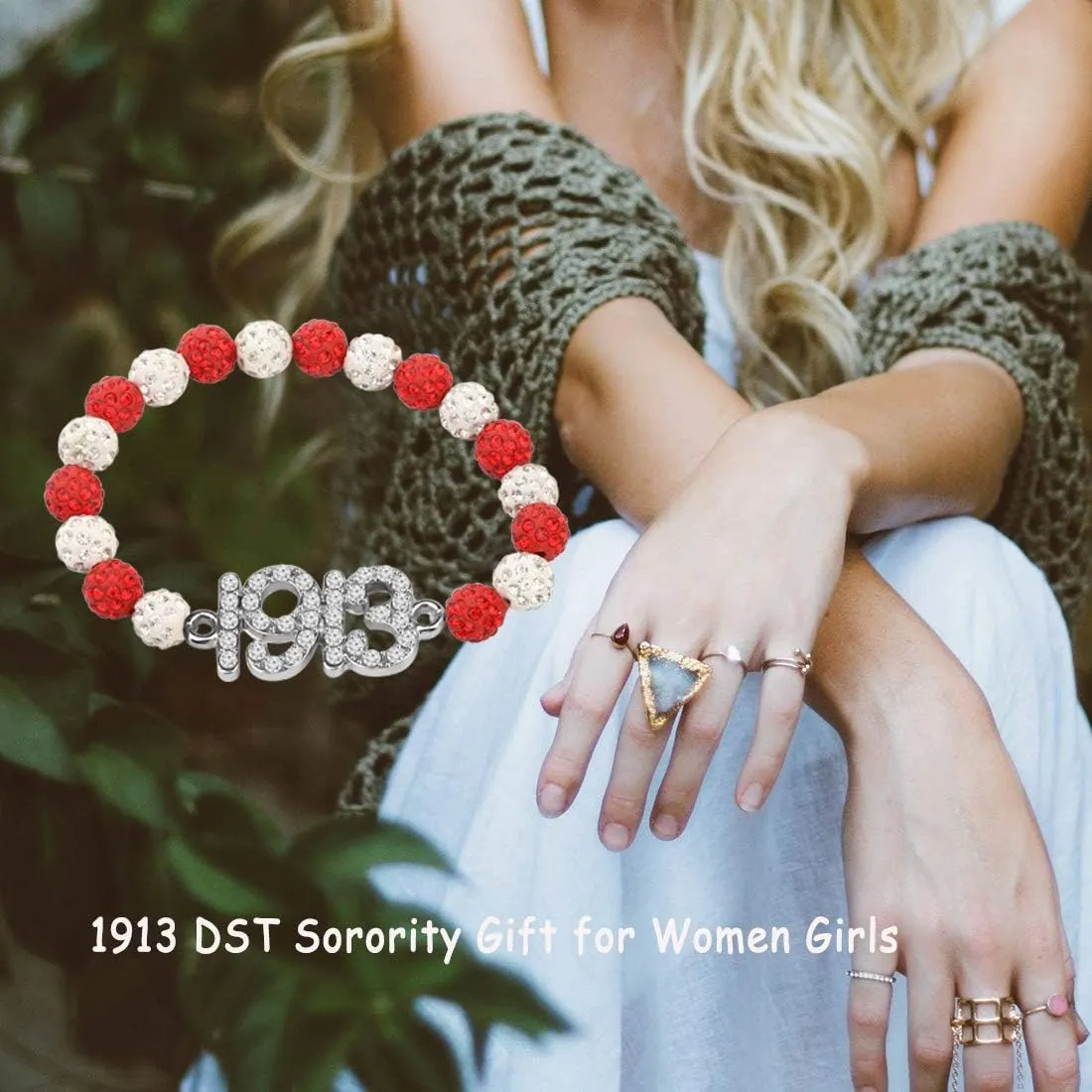 POTIY Gift Sorority Jewelry Pearl Bracelet with Crystal Bracelet for Women