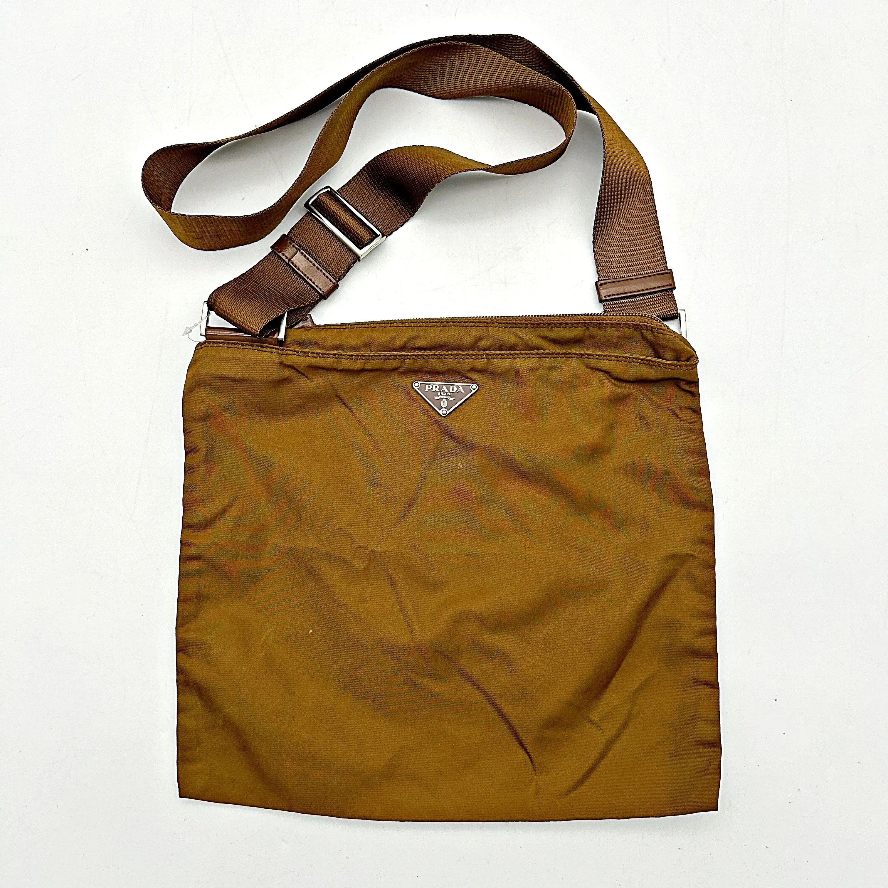 Prada Vela Flat Messenger Bag - Brown Crossbody Bags, Handbags pr6514cc
