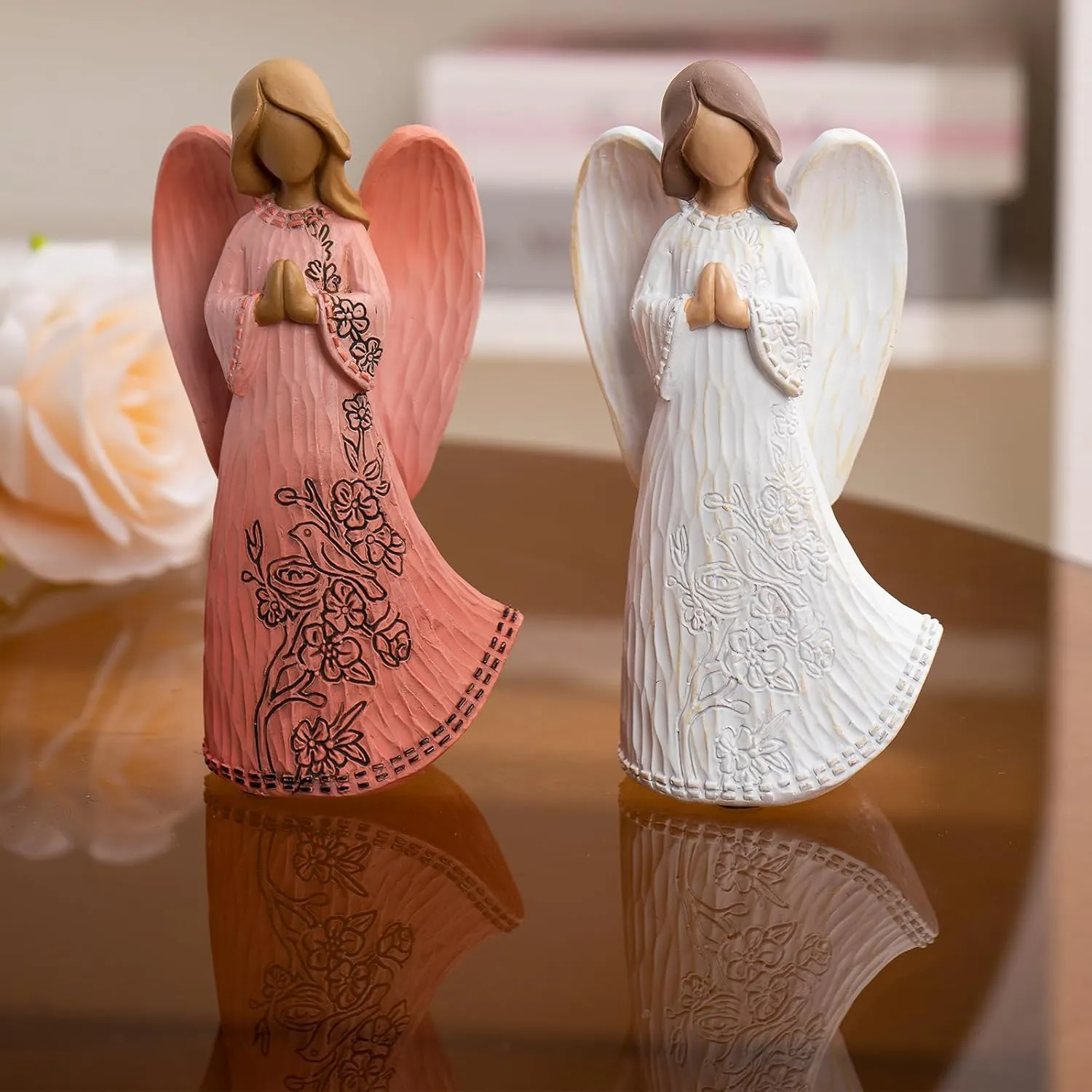 Prayer Angel Figurines, Resin Hand Painted Guardian Angel Figurines, Can Be Used for Collection, Home Decoration, Friendship Gifts for Women