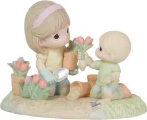 Precious Moments 223011 A Mother’s Love Makes A Garden Grow Bisque Porcelain Boy Figurine
