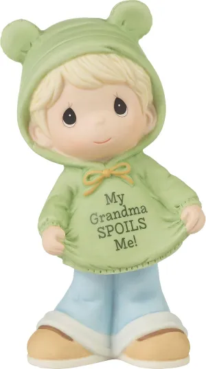 Precious Moments 223013 My Grandma Spoils Me Blond Hair/Light Skin Bisque Porcelain Boy Figurine