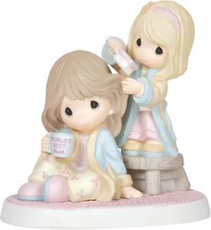 Precious Moments Cherish Our Time Together- Handcrafted Bisque Porcelain Figurine - Ideal Gift for Mother and Daughter