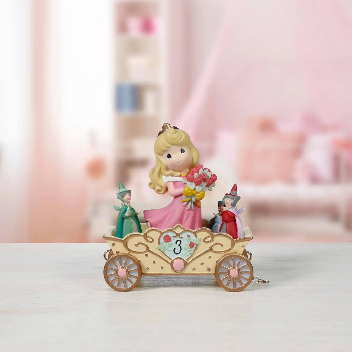 Precious Moments Disney Princess Aurora Birthday Figurine – Sleeping Beauty Collectible – Disney Birthday Parade Age 3 – 3rd Birthday Gift for Girls