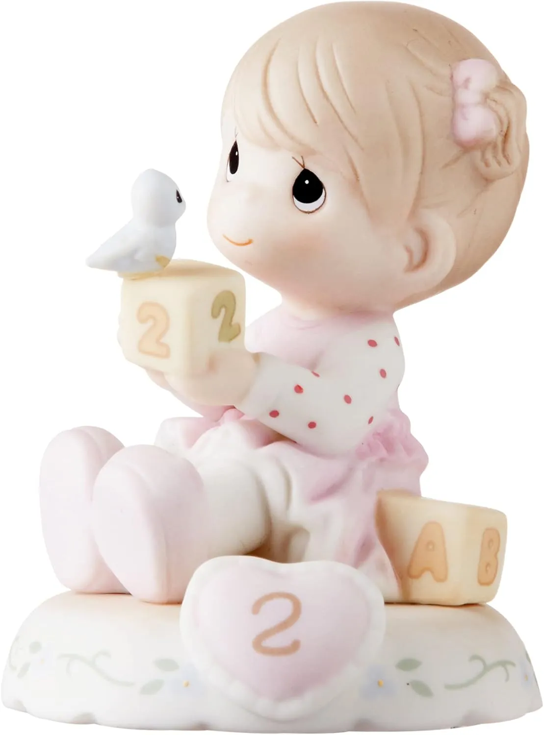 Precious Moments, Growing In Grace, Age 2, Bisque Porcelain Figurine, Brunette Girl, 142011B