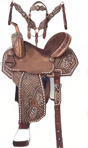 Premium Leather Comfort Horses Wooden Tree Horse Saddles Western Barrel Racing Handmade Trail Equestrian Tooled Carved Horse Saddle Riding Size: 10-18 inches Seat