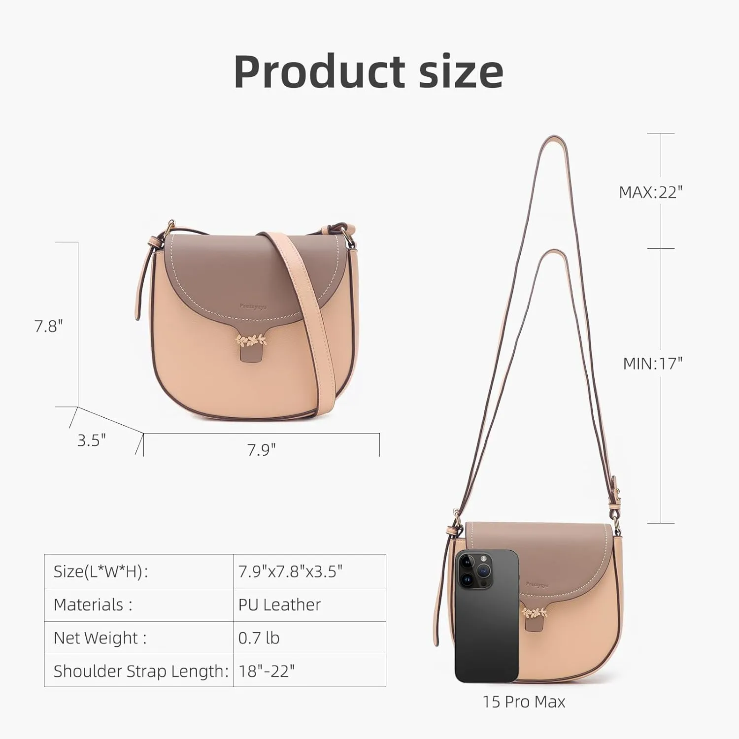 Prettyzys Crossbody Bags for Women- Saddle-Shaped Vegan Leather Purse, Waterproof & Stain-Resistant Small Crossbody Bag