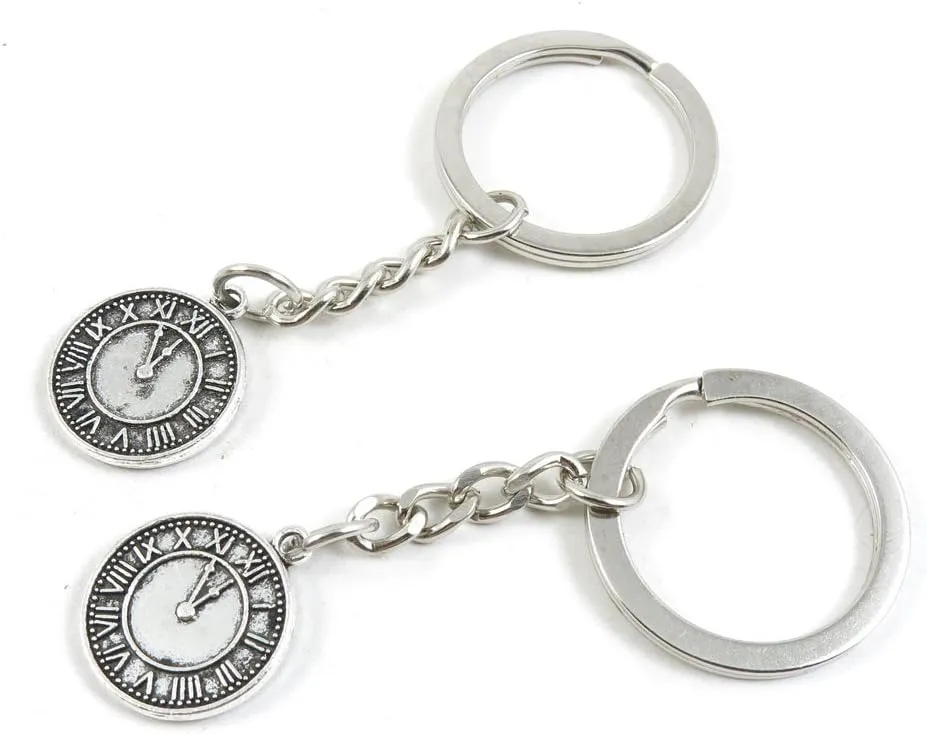Price per 100 Pieces Key Tag Chain Ring Keyring Keychain D2LY4 Clock Pocket Watch