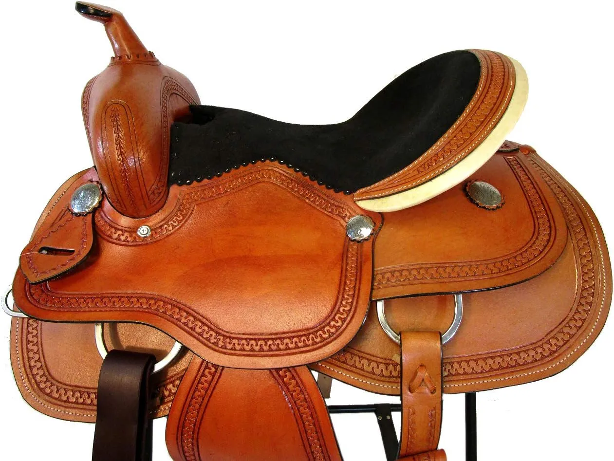 Pro Western Barrel Racing Saddle Pleasure Trail Classic Tooled Leather Tack 15 16 17 SQHB