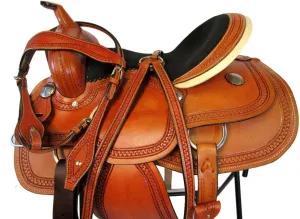 Pro Western Barrel Racing Saddle Pleasure Trail Classic Tooled Leather Tack 15 16 17 SQHB