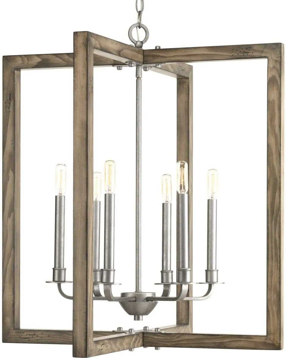 Progress Lighting Turnbury Collection 6-Light Coastal Chandelier Light Galvanized