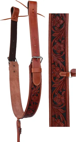 PRORIDER Horse Western Leather Tooled Back Rear Cinch Flank Girth w/Off Billets 9762A
