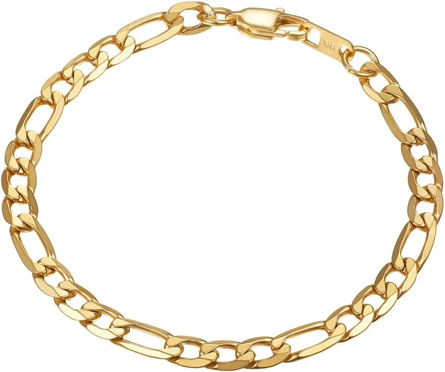 PROSTEEL 316L Stainless Steel Bracelet For Men, Stylish Figaro Chain, W:6mm-13mm, L:7.5"/8.3"/9", Hypoallergenic Jewelry, Black/Gold/Silver Tone, Come with Box