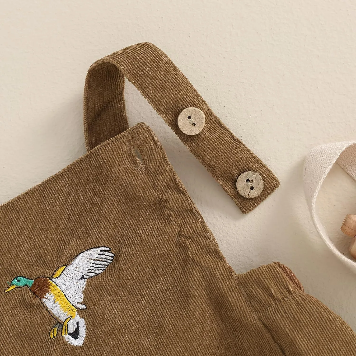 Pudcoco Infant Baby Boys Girls Overalls Sleeveless Mallard Duck Embroidery Corduroy Rompers Newborn Summer Outfit