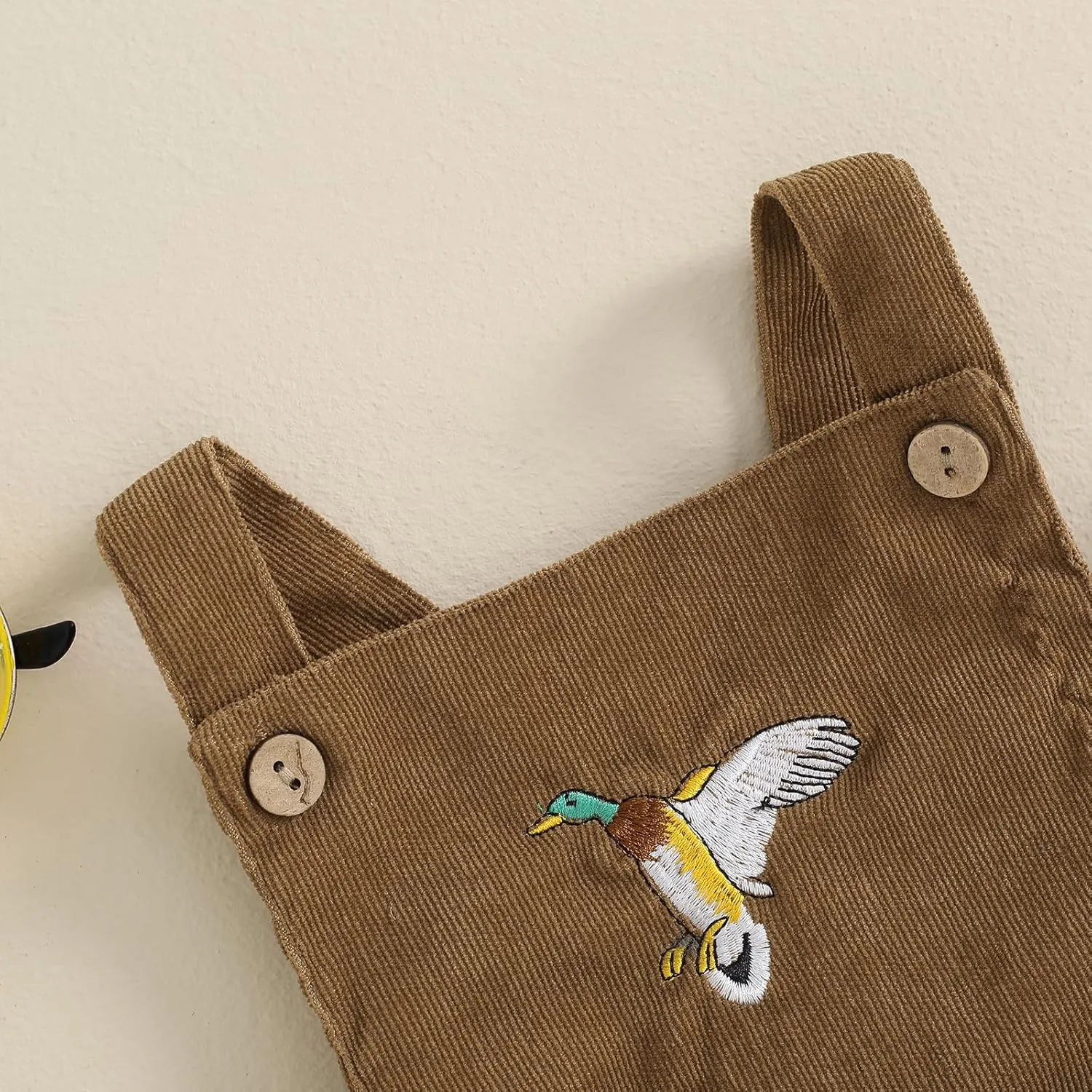 Pudcoco Infant Baby Boys Girls Overalls Sleeveless Mallard Duck Embroidery Corduroy Rompers Newborn Summer Outfit