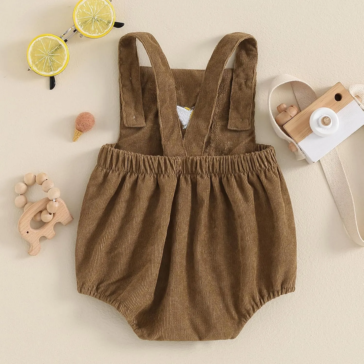 Pudcoco Infant Baby Boys Girls Overalls Sleeveless Mallard Duck Embroidery Corduroy Rompers Newborn Summer Outfit