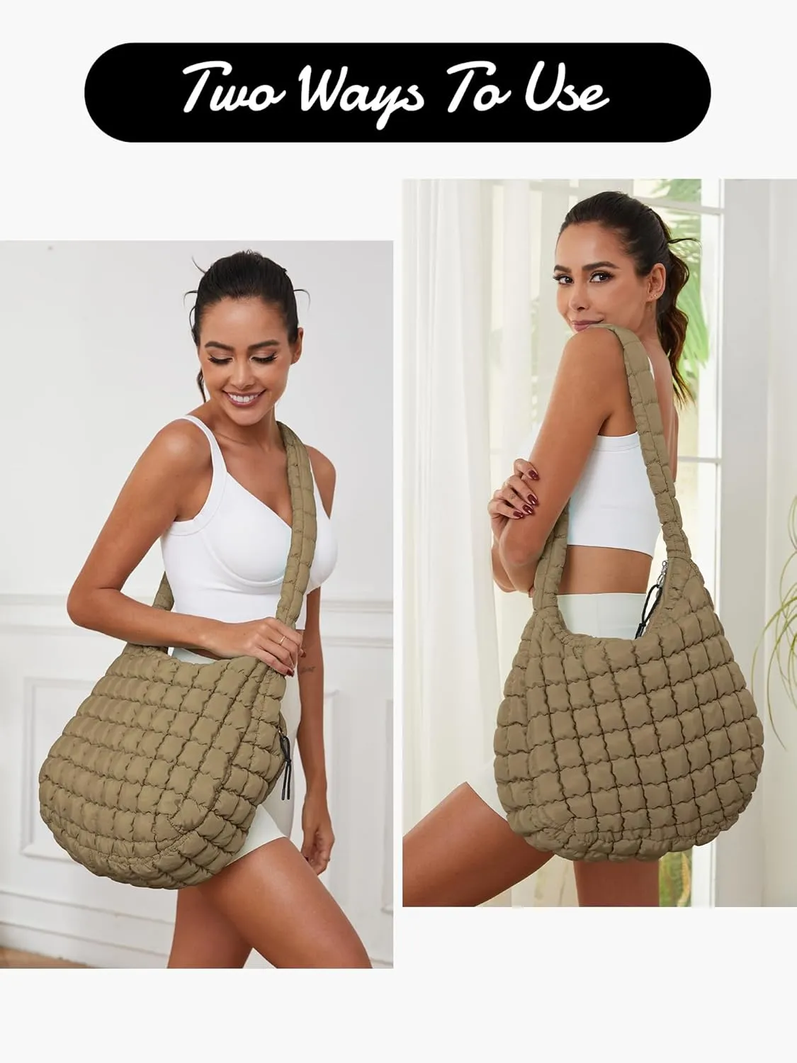 Puffer Quilted Shoulder Bag for Women Padding Shoulder Bag Puffy Hobo Bag Trendy Tote Bag 2025
