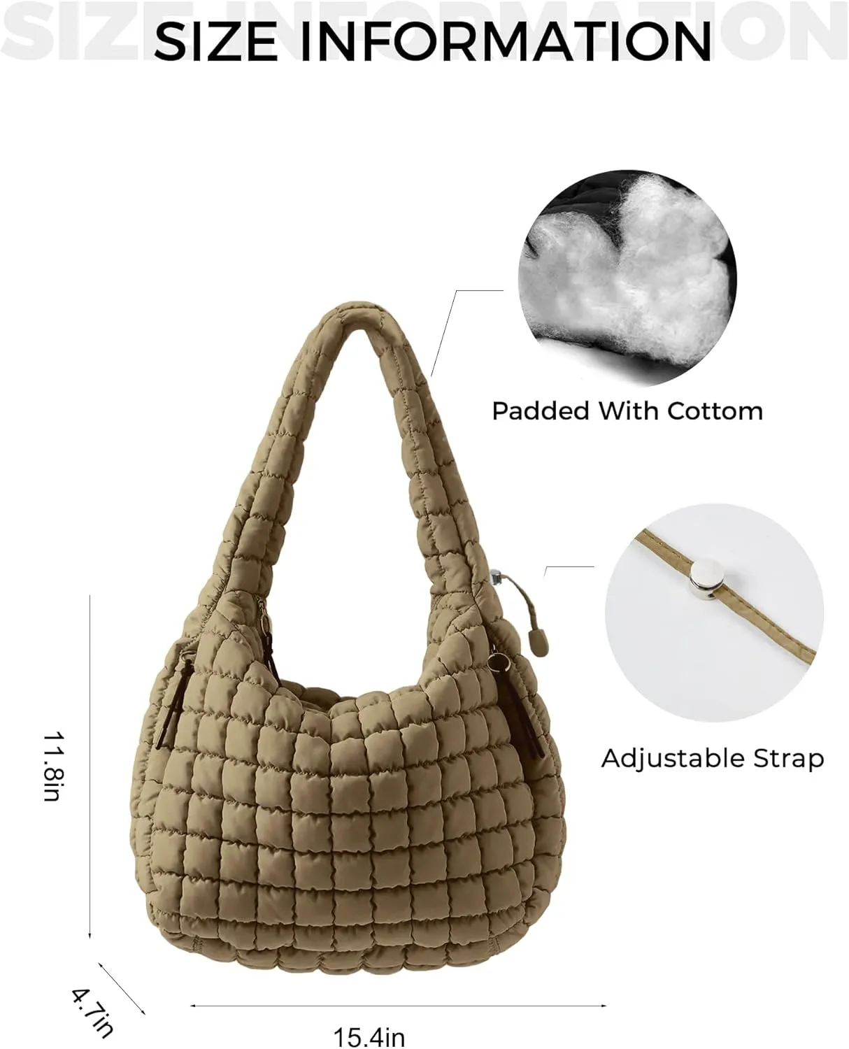 Puffer Quilted Shoulder Bag for Women Padding Shoulder Bag Puffy Hobo Bag Trendy Tote Bag 2025