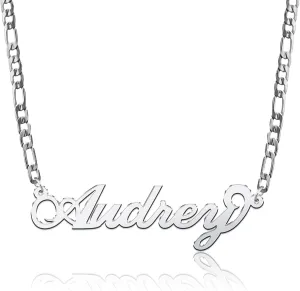 Pugster Personalized Name Necklaces for Women Custom Nameplate Pendant with Figaro Chain