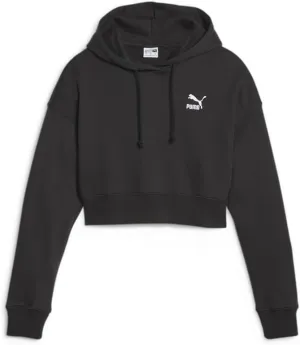 PUMA Womens Classics Cropped Drawstring Hoodie Casual Outerwear Casual Breathable - Black - Size XXL