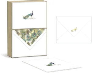 Punch Studio Embellished Thank You/Note Cards and Envelopes, Peacock (44632)