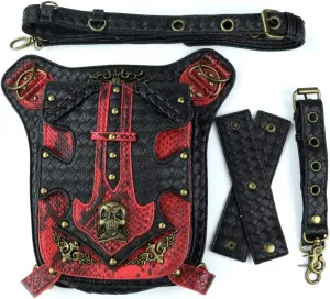 Punk Women Men Skull Waist Bags Vintage Crossbody Motorcycle Leather Leg Bag