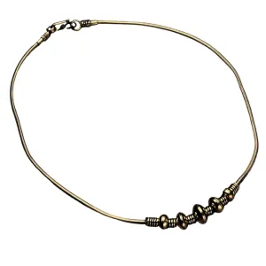 Pure Brass Charm Beaded Snake Chain Necklace