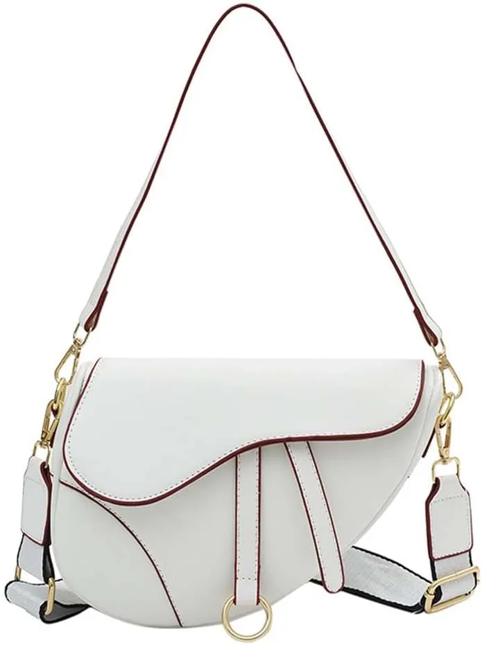 PURFANREE Women Trendy Small Clutch Purse Saddle Shoulder Bag Underarm Handbag Satchel HandBag Crossbody Bag