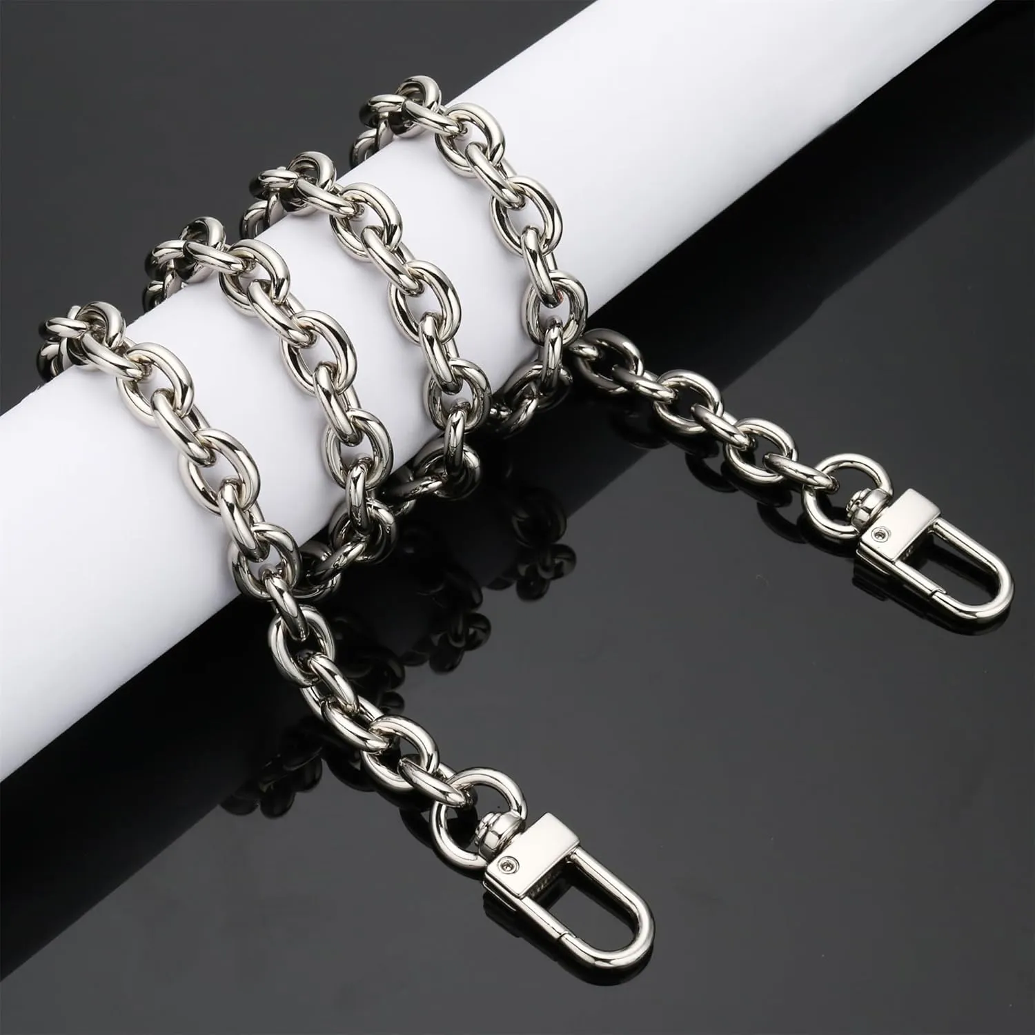 Purse Chain Strap Replacement [9mm Round] Shoulder Crossbody Chain for Womens Handbag Silver (40" / 100cm)