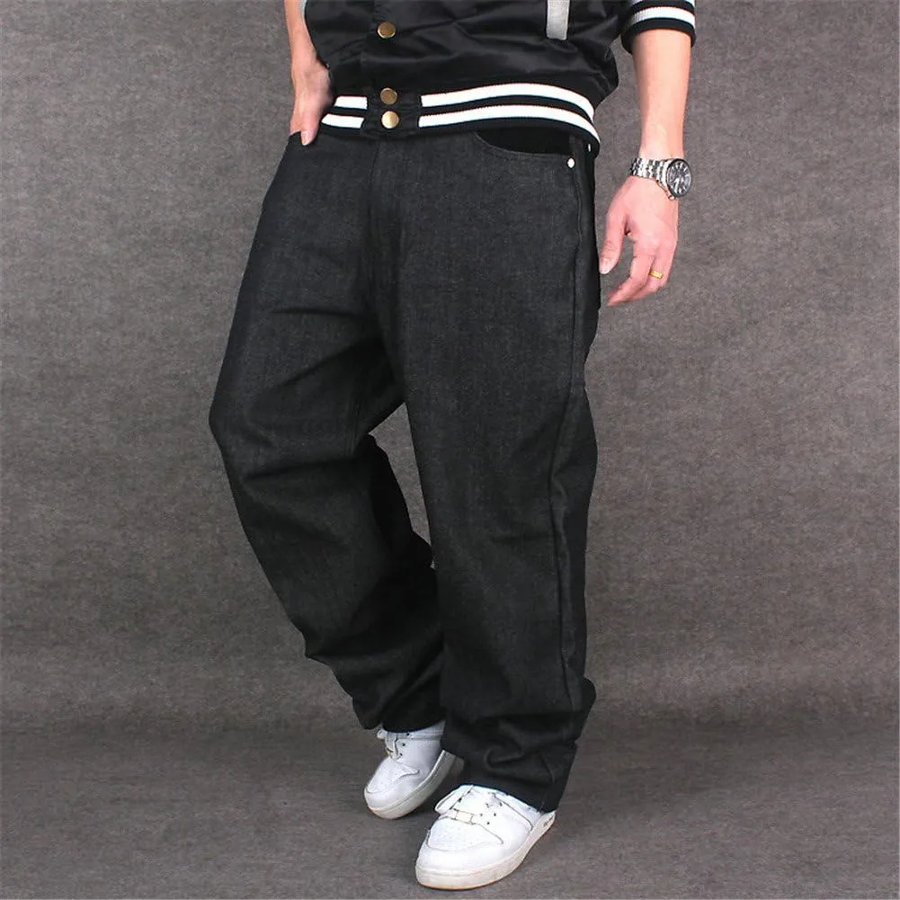 QBO Men's Vintage Graffiti Hip Hop Style Baggy Jeans Denim