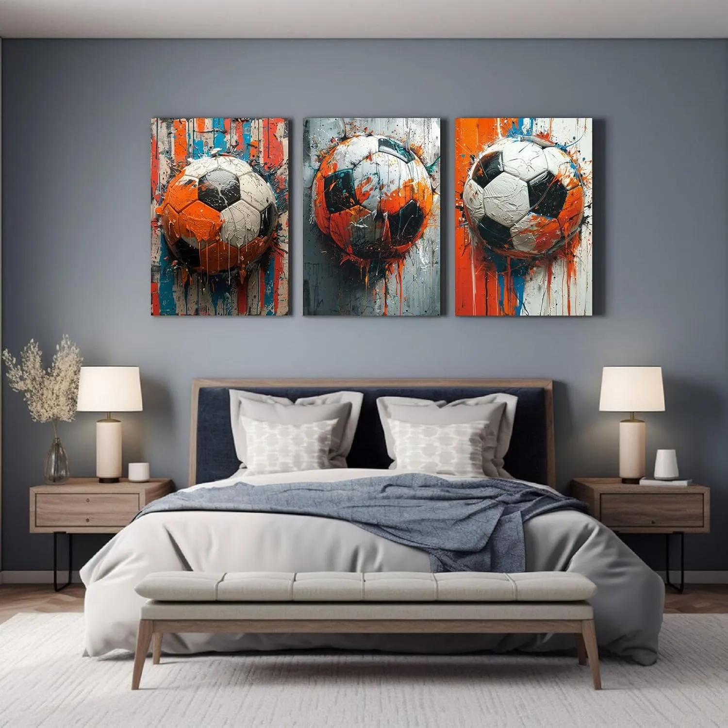 QFKJDML Graffiti Canvas Wall Art, Pop Street Art Canvas Prints for Wall Decor, Cool Graffiti Framed Artwork for Boys Bedroom Man Cave - 60x80cm(24x32in) x3 Unframed (White,black 65 art)