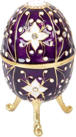 QIFU Hand Painted Enameled Easter Egg Style Decorative Enamel Trinket Box Unique Gift for Family